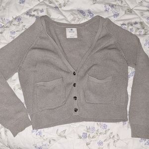 Woven cropped cardigan